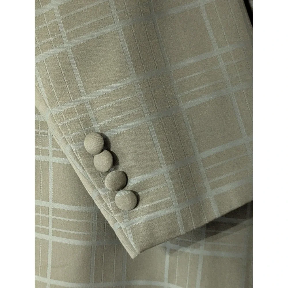 Falcone Vintage Olive Green Windowpane 7 Button Zoot Suit 44L 38W 1920s Styled